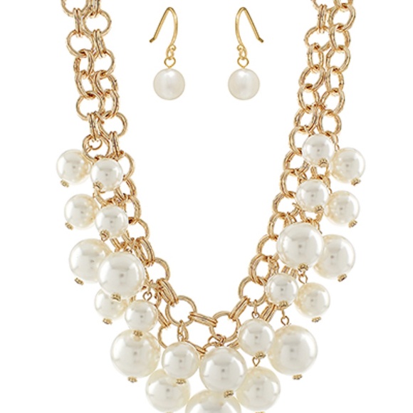 Multi Size Pearl Charm Layered Necklace Set - Picture 2 of 2